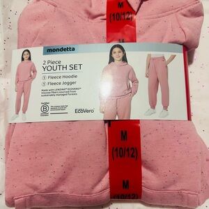 Mondetta✨🩷🤍Pink Kids Fleece Hoodie and Jogger Set